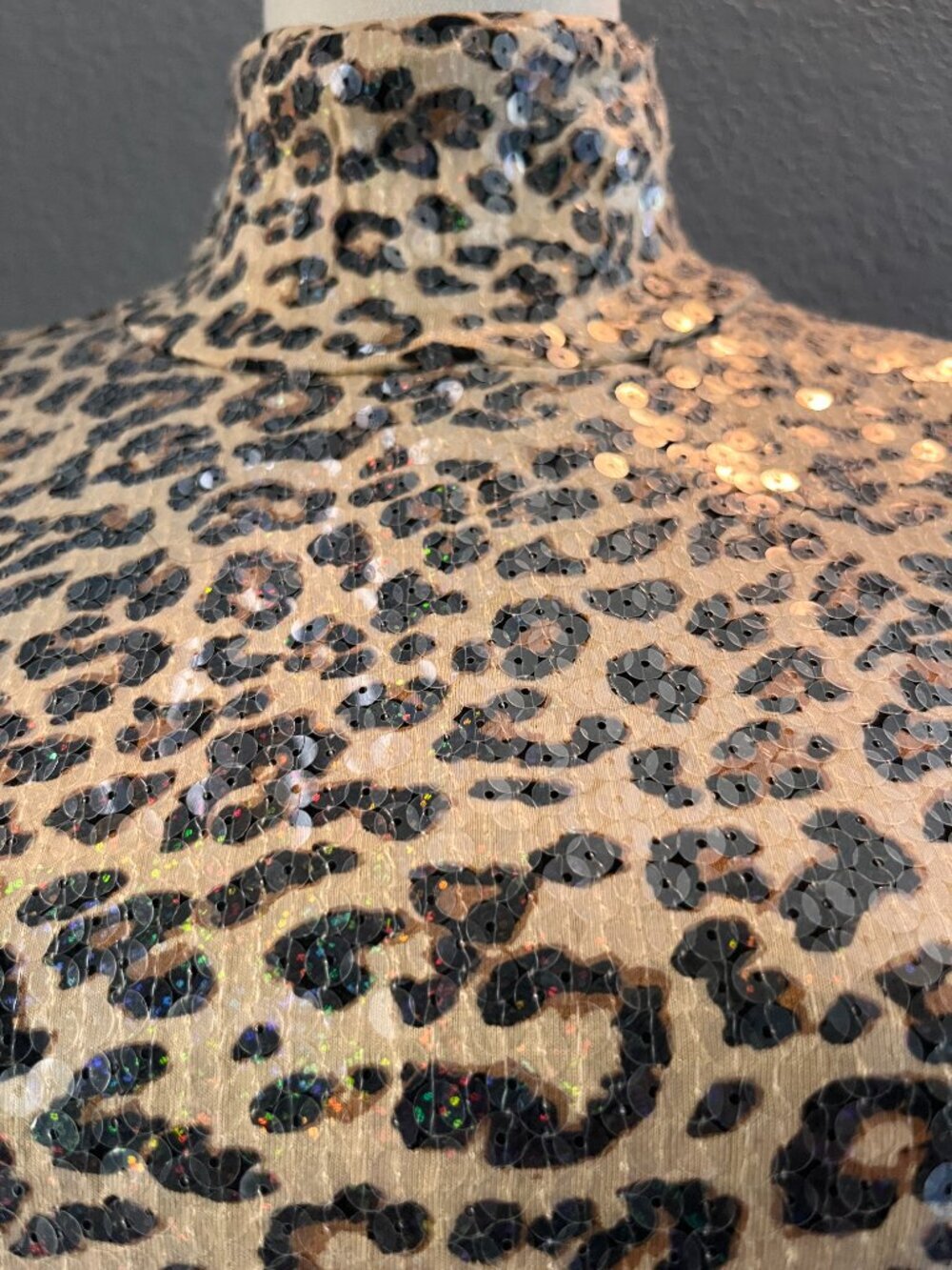 BOSTON PROPER LEOPARD SEQUIN LONG SLEEVE TURTLENECK SWEATER- EUC  SIZE SMALL - Picture 2 of 11